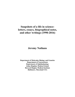 Snapshots of a Life in Science - Nathans Lab