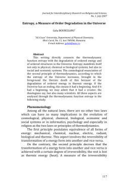 Entropy, a Measure of Order Degradation in the Universe