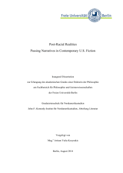 Post-Racial Realities Passing Narratives in - diss.fu