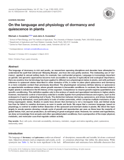 On the language and physiology of dormancy
