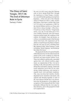 The Diary of Sami Yengin, 1917-18: The End of Ottoman Rule in Syria