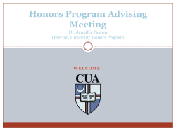 Honors Program Advising Meeting - The Catholic University of