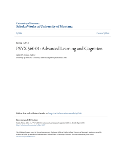PSYX 560.01: Advanced Learning and Cognition