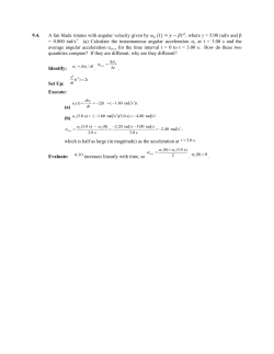 9.4. A fan blade rotates with angular velocity given by (    ) = &minus; , where &gamma;