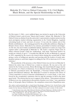 AHR Forum Malcolm X`s Visit to Oxford University