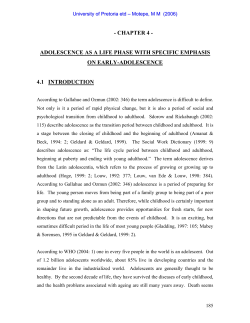 chapter 4 - adolescence as a life phase with