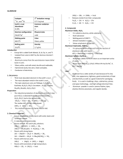 ALUMINUM Isotopes 1st Ionization energy 27Al , and 26Al 577.5 kj