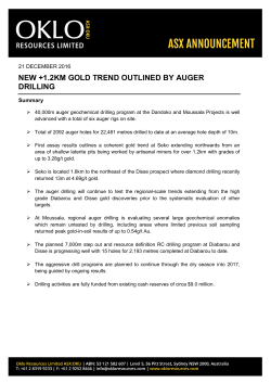 NEW +1.2KM GOLD TREND OUTLINED BY AUGER DRILLING