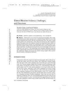URBAN HEALTH: Evidence, Challenges, and Directions