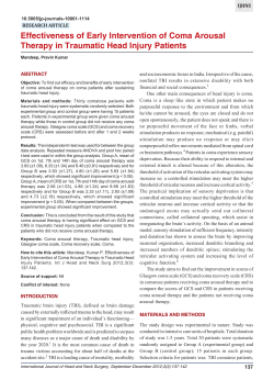 Effectiveness of Early Intervention of Coma Arousal Therapy in