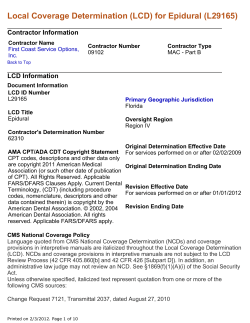 Local Coverage Determination for Epidural (L29165)
