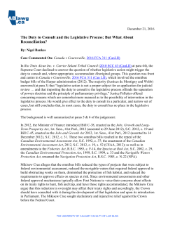 The Duty to Consult and the Legislative Process: But What