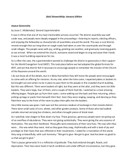 (dot) Stewardship: January Edition Joyous Generosity by Jesse C