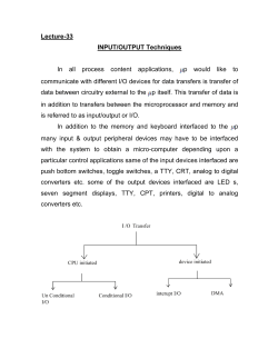 Lecture-33 INPUT/OUTPUT Techniques In all process