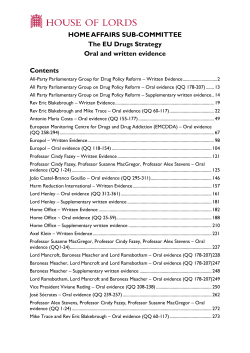 The EU Drugs Strategy - Written Evidence