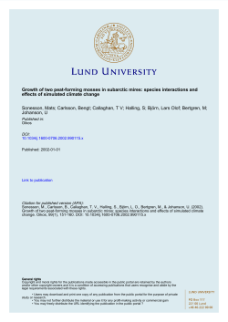 Growth of two peat-forming mosses in subarctic