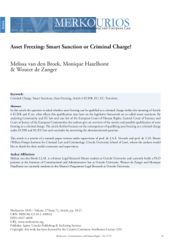 Asset Freezing: Smart Sanction or Criminal Charge? Melissa van