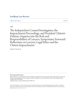 The Independent Counsel Investigation, the Impeachment