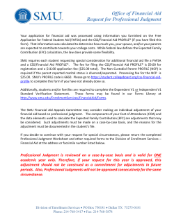 Office of Financial Aid Request for Professional Judgment