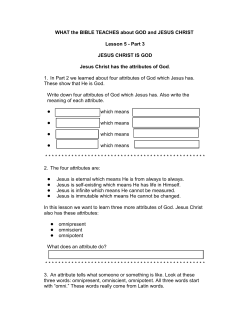 Part 3 JESUS CHRIST IS GOD Jesus Christ has the