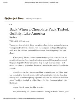 Back When a Chocolate Puck Tasted, Guiltily, Like America