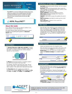 APA PsycNET Quick Reference Guide