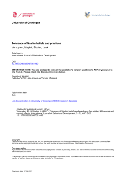 University of Groningen Tolerance of Muslim beliefs and