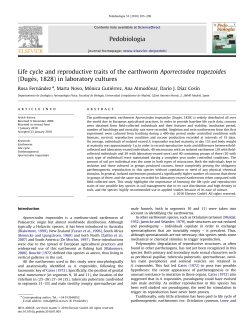 Life cycle and reproductive traits of the earthworm