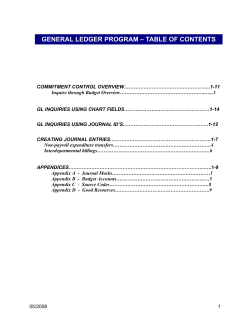 general ledger program &ndash; table of contents