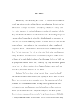 1 WHY WRITE? Don`t worry: I know the feeling. I`ve been to a lot of