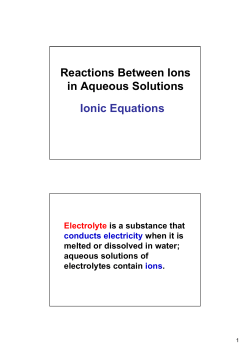 Reactions Between Ions in Aq eo s Sol tions in Aqueous Solutions