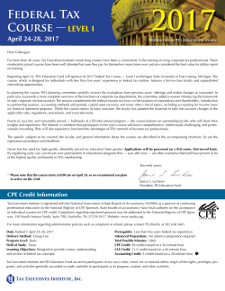Federal Tax Course &mdash; LEVEL I - Tax Executives Institute, Inc.