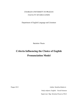 Criteria Influencing the Choice of English Pronunciation Model