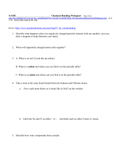 Chemical Bonding Webquest