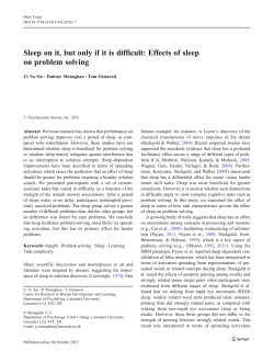 Effects of sleep on problem solving