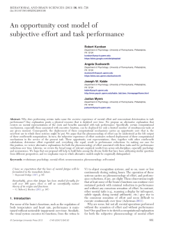 An opportunity cost model of subjective effort