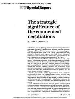 The Strategic Significance of the Ecumenical Negotiations