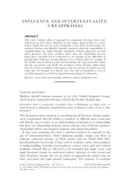 influence and intertextuality: a reappraisal