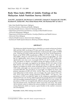 Body Mass Index (BMI) of Adults: Findings of the