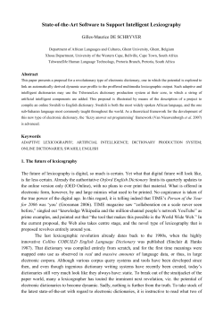 State-of-the-Art Software to Support Intelligent Lexicography