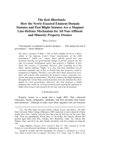 How the Newly-Enacted Eminent Domain Statutes and Past Blight