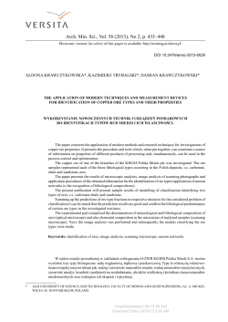 Arch. Min. Sci., Vol. 58 (2013), No 2, p. 433&ndash;448