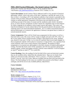 PHIL 2020 Practical Philosophy: The Social Contract Tradition