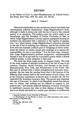 Review of In the Matter of Color by A. Leon Higginbotham, Jr.