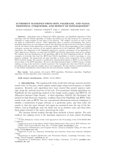 AUTHORITY RANKINGS FROM HITS, PAGERANK, AND SALSA