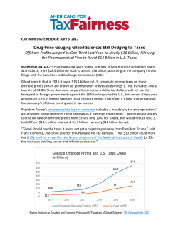 Drug-Price Gouging Gilead Sciences Still Dodging Its Taxes