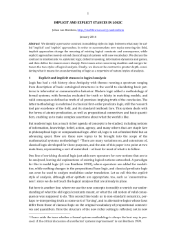 1 IMPLICIT AND EXPLICIT STANCES IN LOGIC