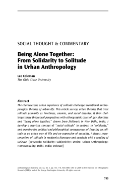 From Solidarity to Solitude in Urban Anthropology