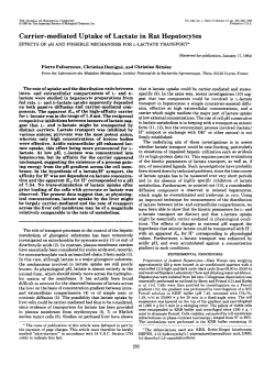 Carrier-mediated Uptake of Lactate in Rat Hepatocytes