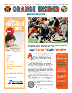 (4-2, 1-1) AT wEST viRginiA (5-1, 1-0) ORANGE
